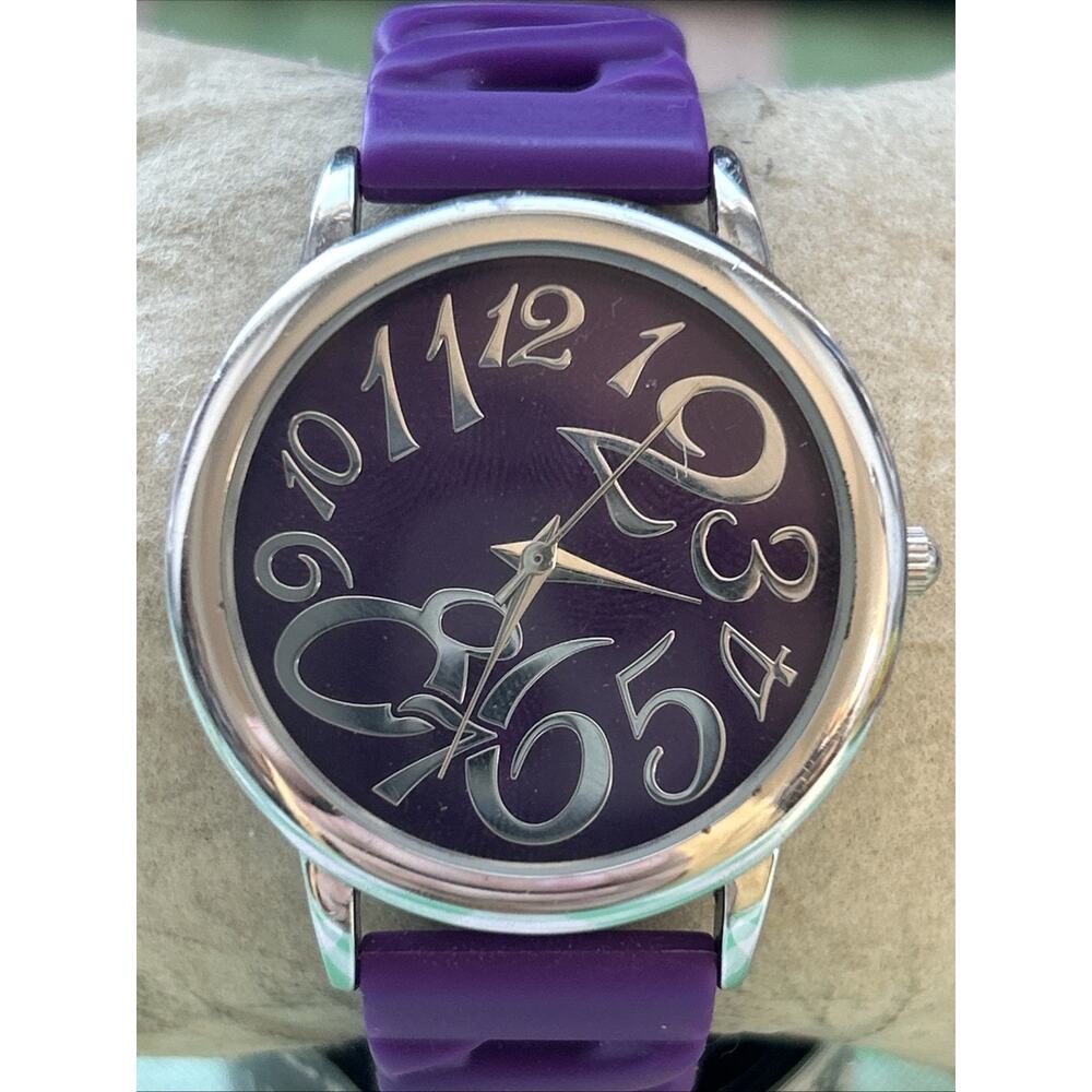 BWC Silver Tone Purple Band Women’s Quartz Watch
